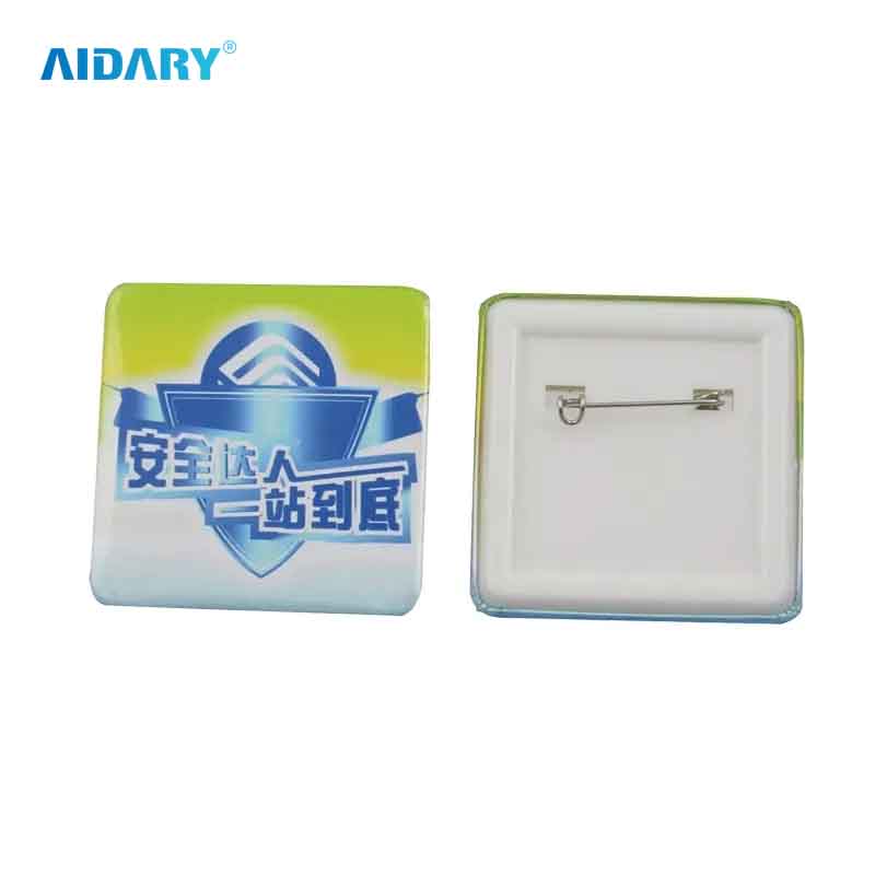 35mm Square Badge Only Plastic Back Shell