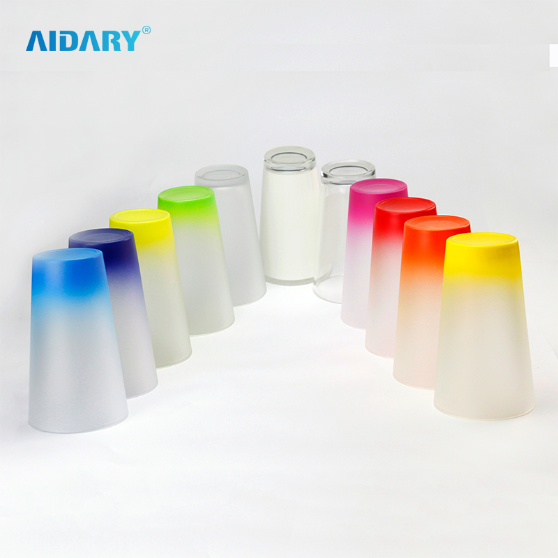 AIDARY Sublimation 17oz Gradient Colorful Sandy Glass Cone Mug