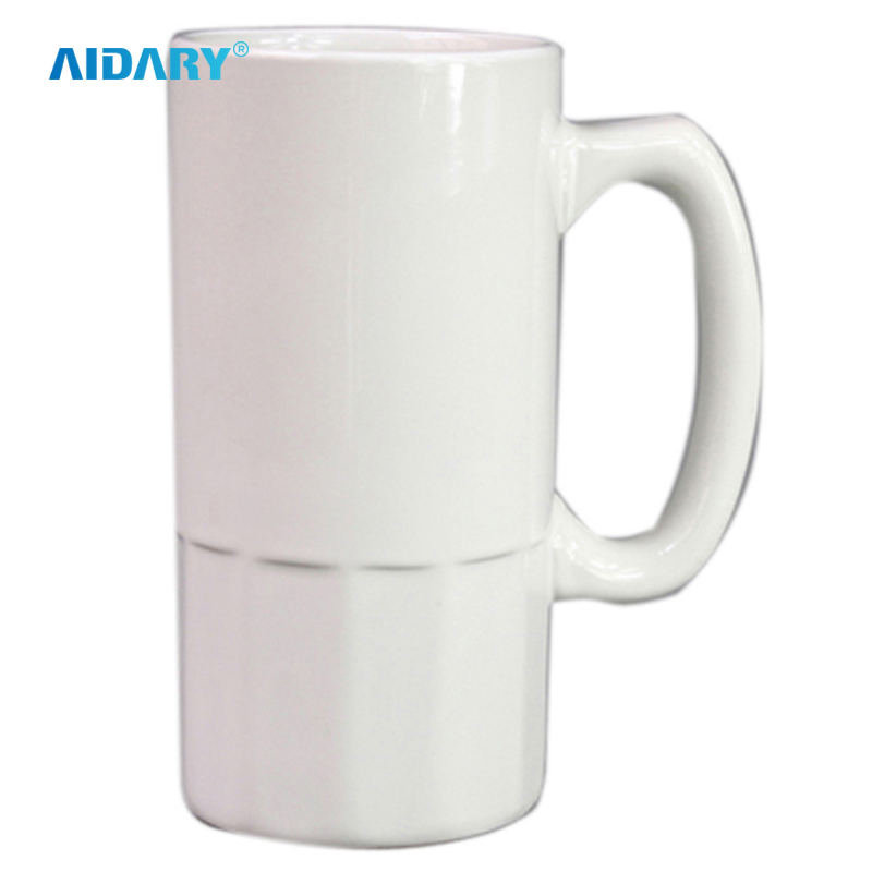 AIDARY 20oz White Sublimation Ceramic Beer Mug