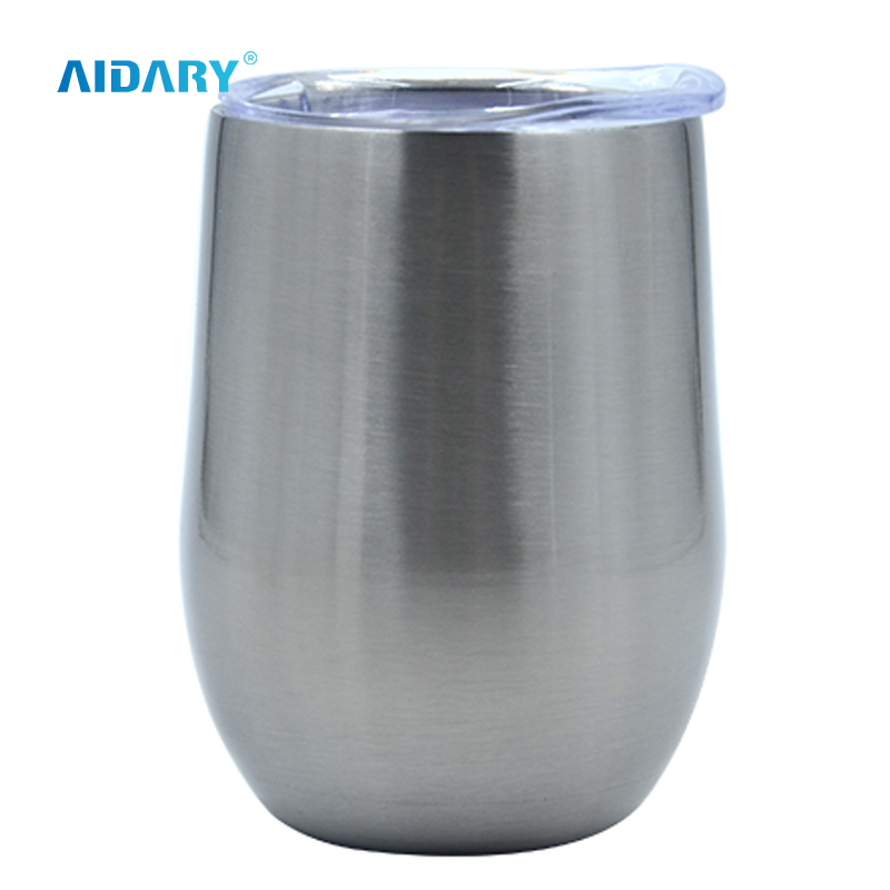 AIDARY US Warehouse Double Wall Stainless Steel Straight Egg Sublimation Cups 12oz Blank Wine Tumbler