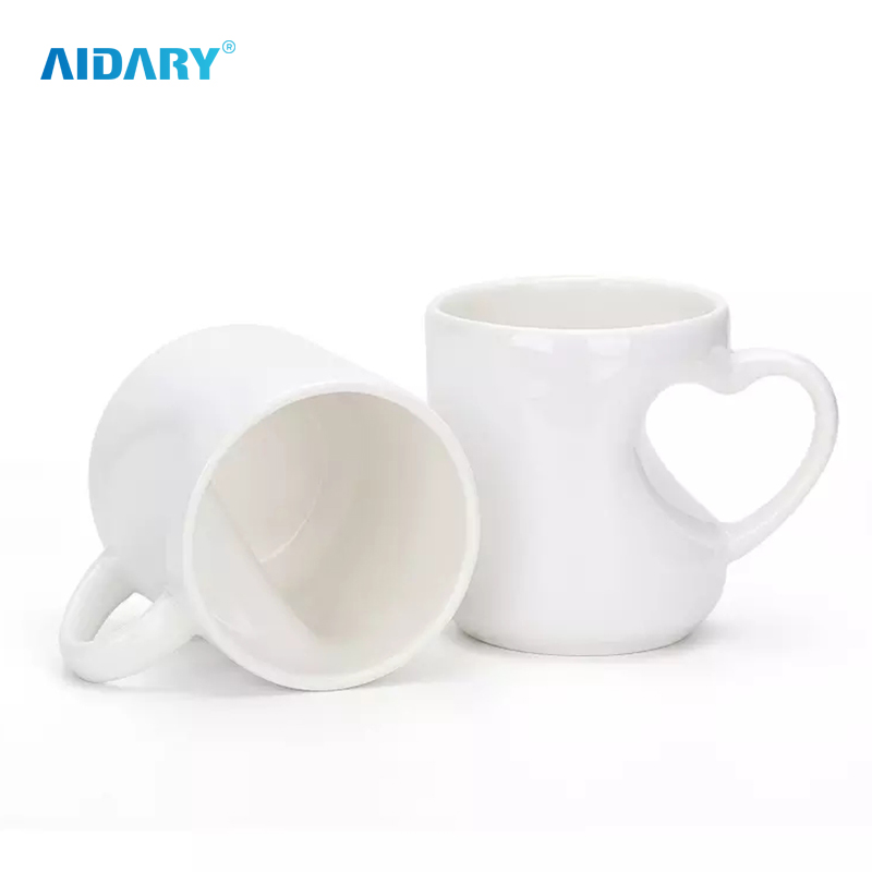 AIDARY Sublimation Blanks Heart Handle Mug Sublimation Blank Mug with Heart Handle
