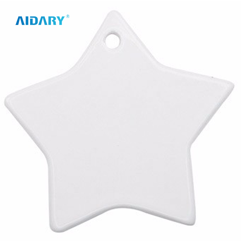 AIDARY Star Shape Sublimation Ceramic Pendant with Rope for Christmas Decorate
