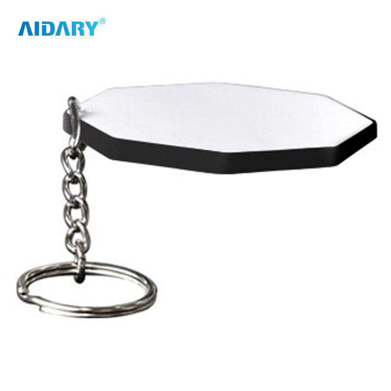 Sublimation 44mm Octagon Plastic Key Ring Sublimation Plastic Keychain