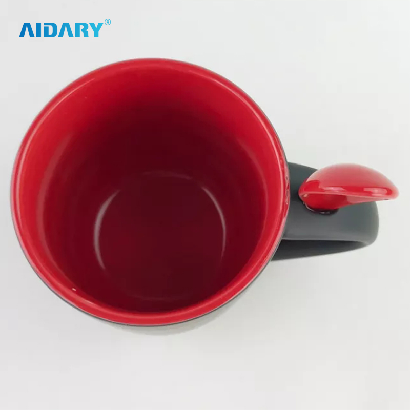 AIDARY Sublimation Magic Inner Handle Color Ceramic Mug with Spoon